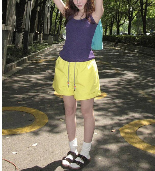 Yellow Drawstring Shorts