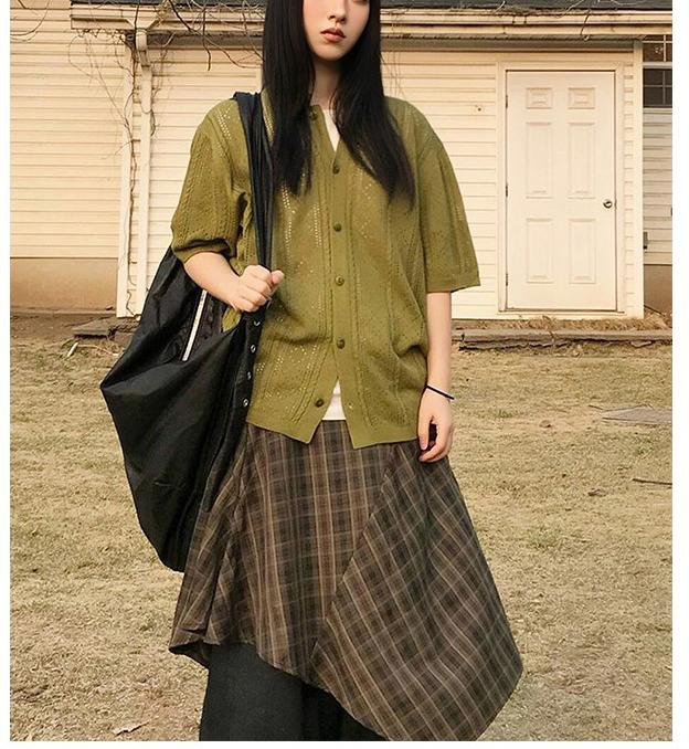 Hollow Knit Short Sleeve Top