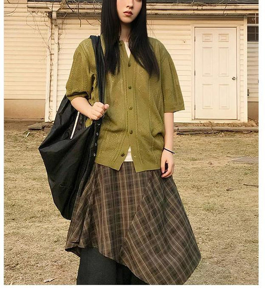 Hollow Knit Short Sleeve Top