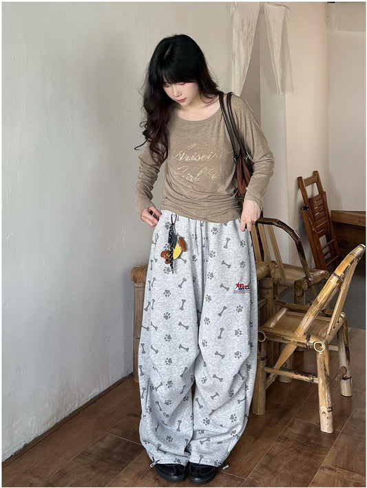 Gray Print Sweatpants