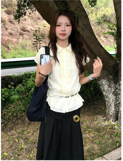Doll Collar Striped Shirt