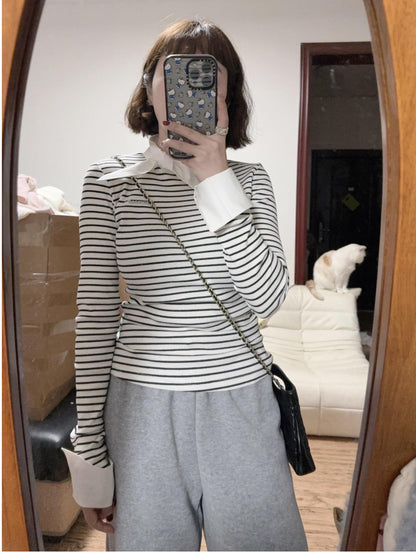 Bow Stripe Layered Tee