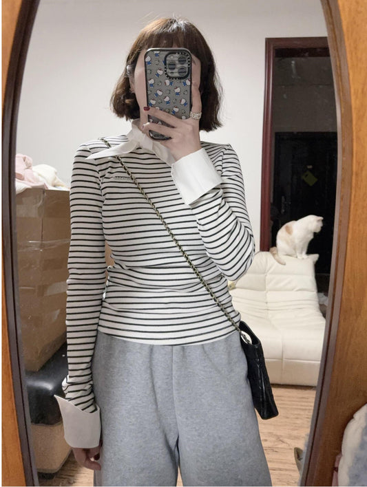 Bow Stripe Layered Tee