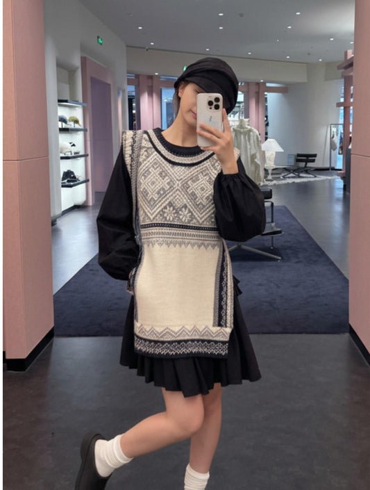 Multi-Way VTG Fair Isle Knit Vest