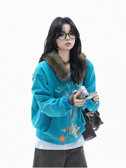 Vintage Fur Collar Hoodie