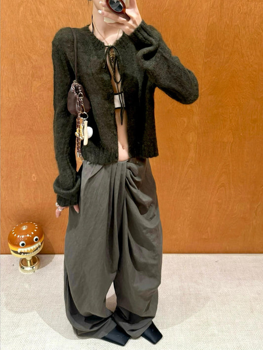 Korean Lazy Brown Loungewear Pants
