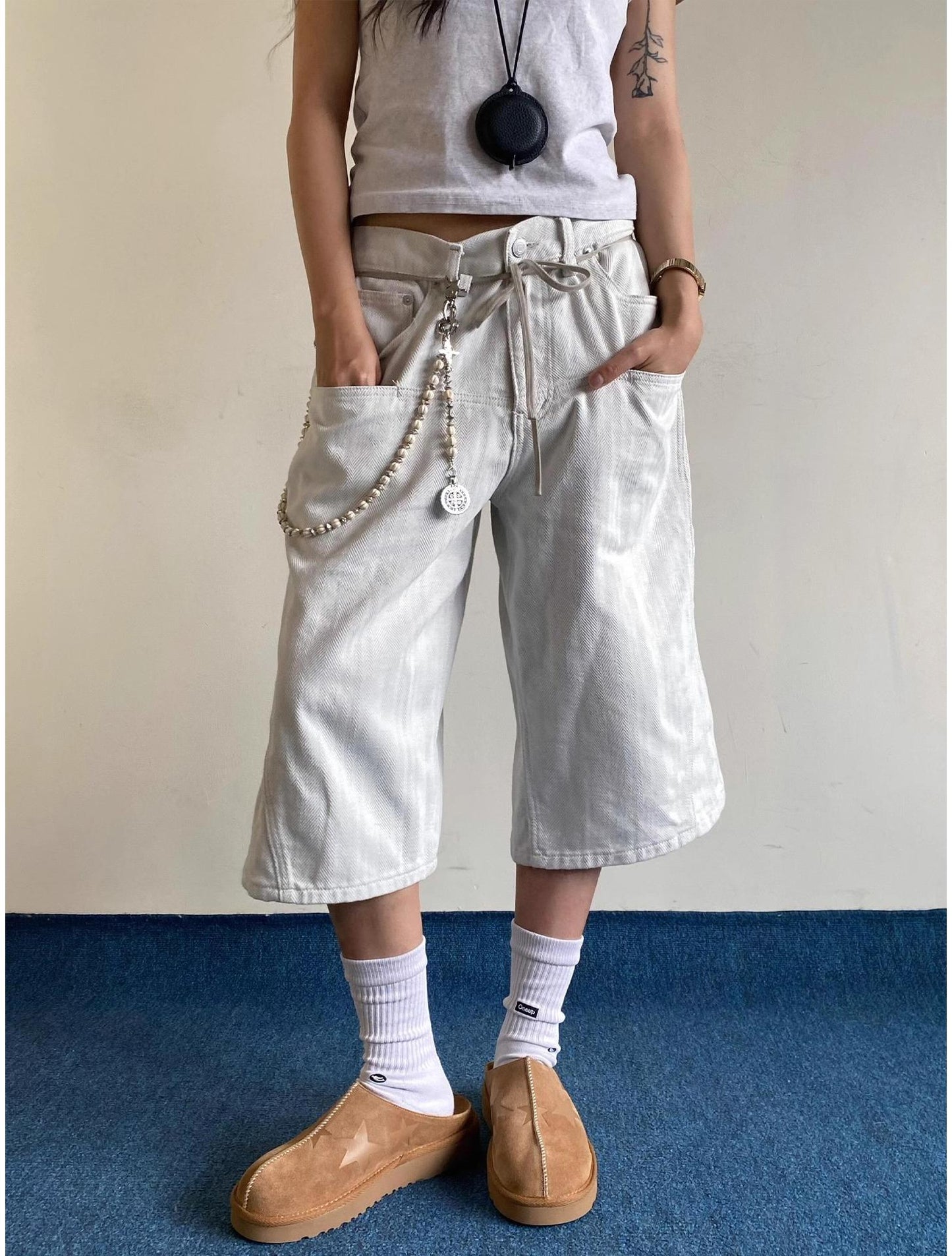 American Retro Denim Capri Pants