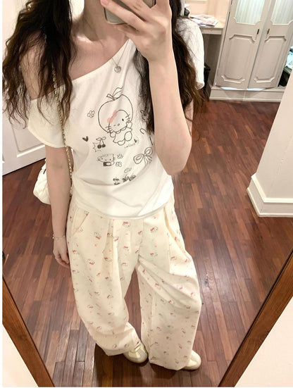 American Sweet Kitty Print Pants