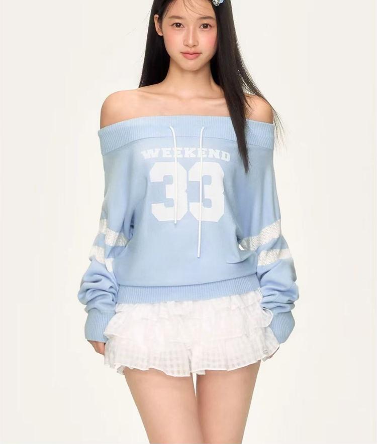 Vintage Off-Shoulder Knit Sweater