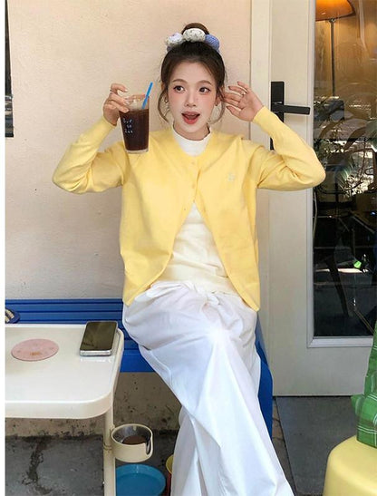 Yellow Fake Two-Piece Knit Sweater