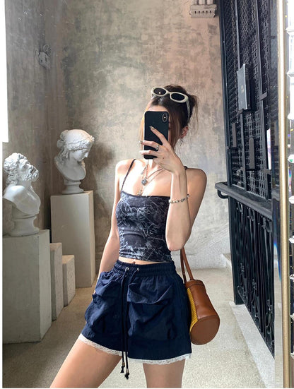 Lace Pocket Ballet Wide-Leg Shorts