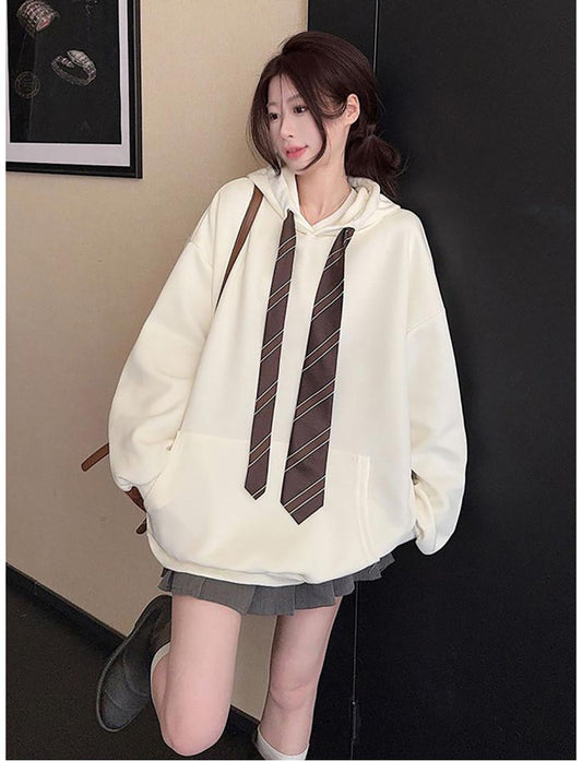 Korean Minimal Tie Hoodie
