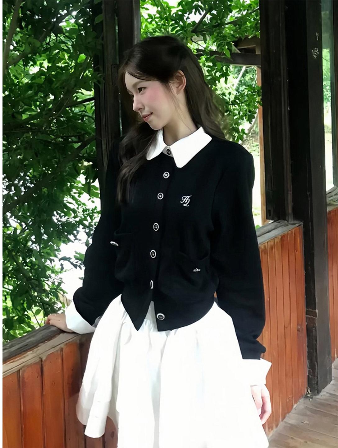 Korean Fake Two-Piece Knit Cardigan
