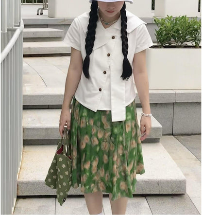 French Preppy White Short Sleeve Shirt