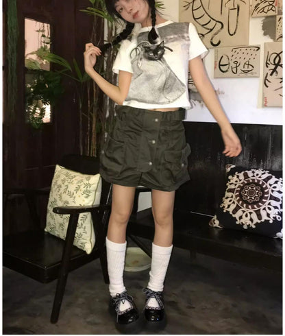 American Vintage Cat Print T-Shirt