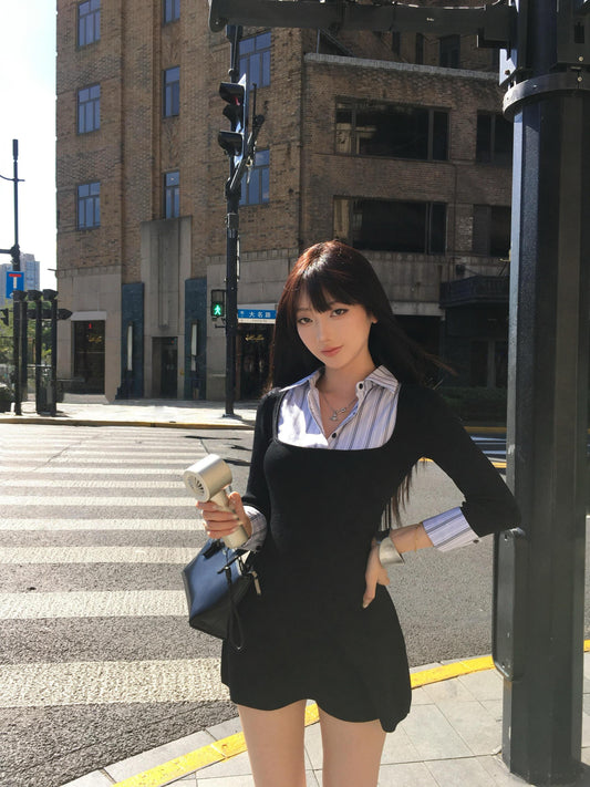 Preppy Fake Two-Piece Polo Dress