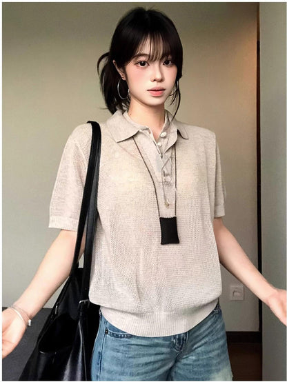 Korean Fake Layered Polo T-Shirt