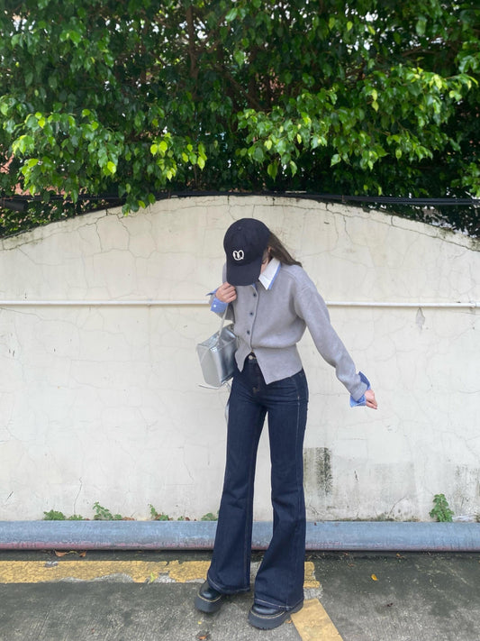 Korean Fake Two-Piece Shirt Collar Cardigan