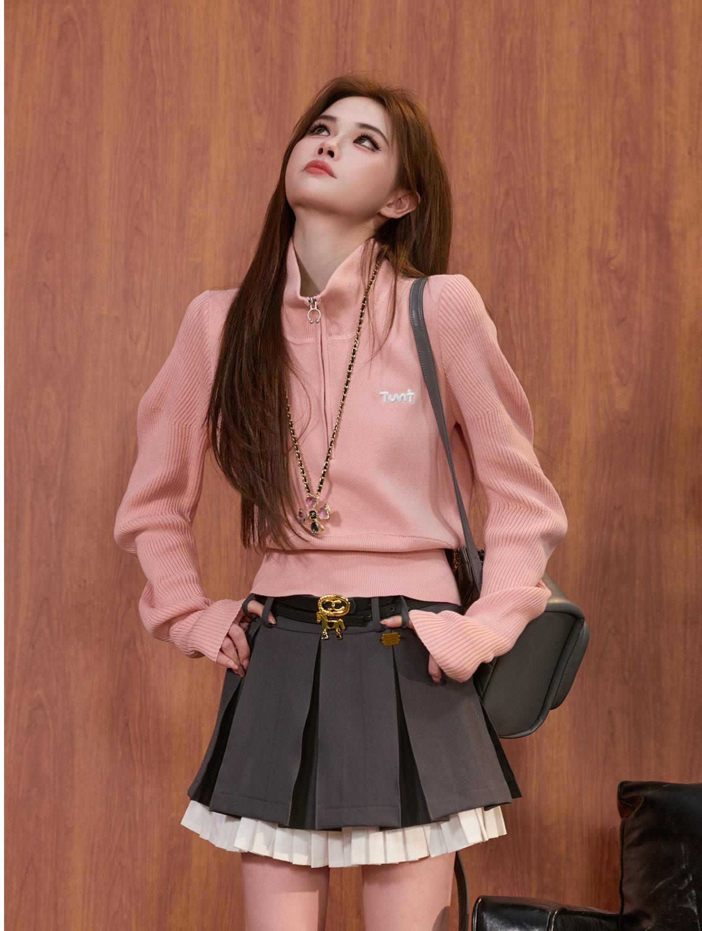 Korean Zip Half-Turtleneck Knit