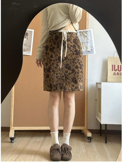 Leopard A-Line Mid Skirt