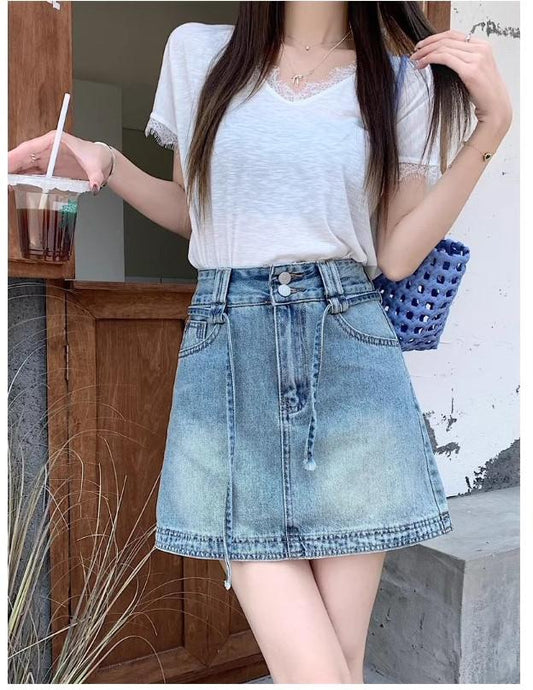American Vintage High-Waist Denim Skirt