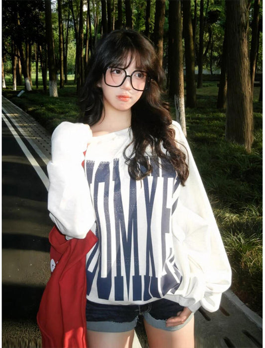 American Street Letter Print Crewneck Sweatshirt