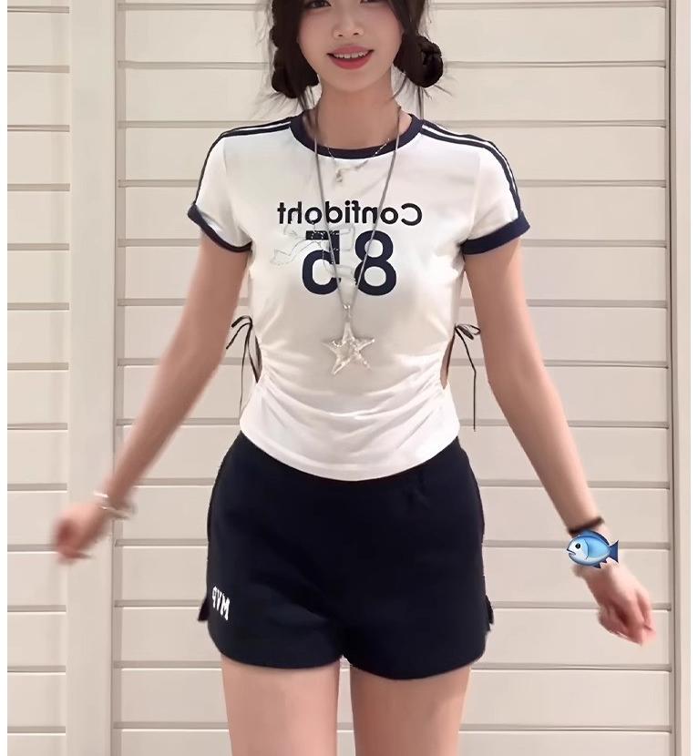 Sporty Cropped Tie T-Shirt