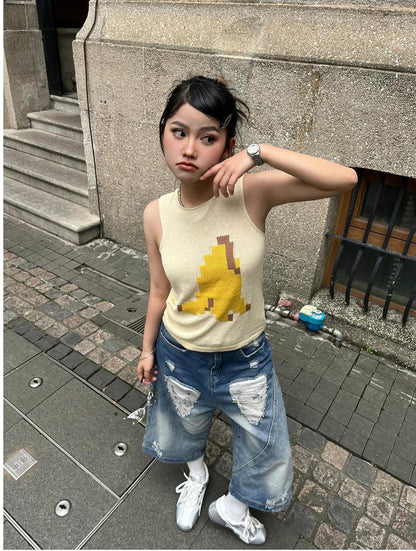 Gradient Distressed Cropped Jeans