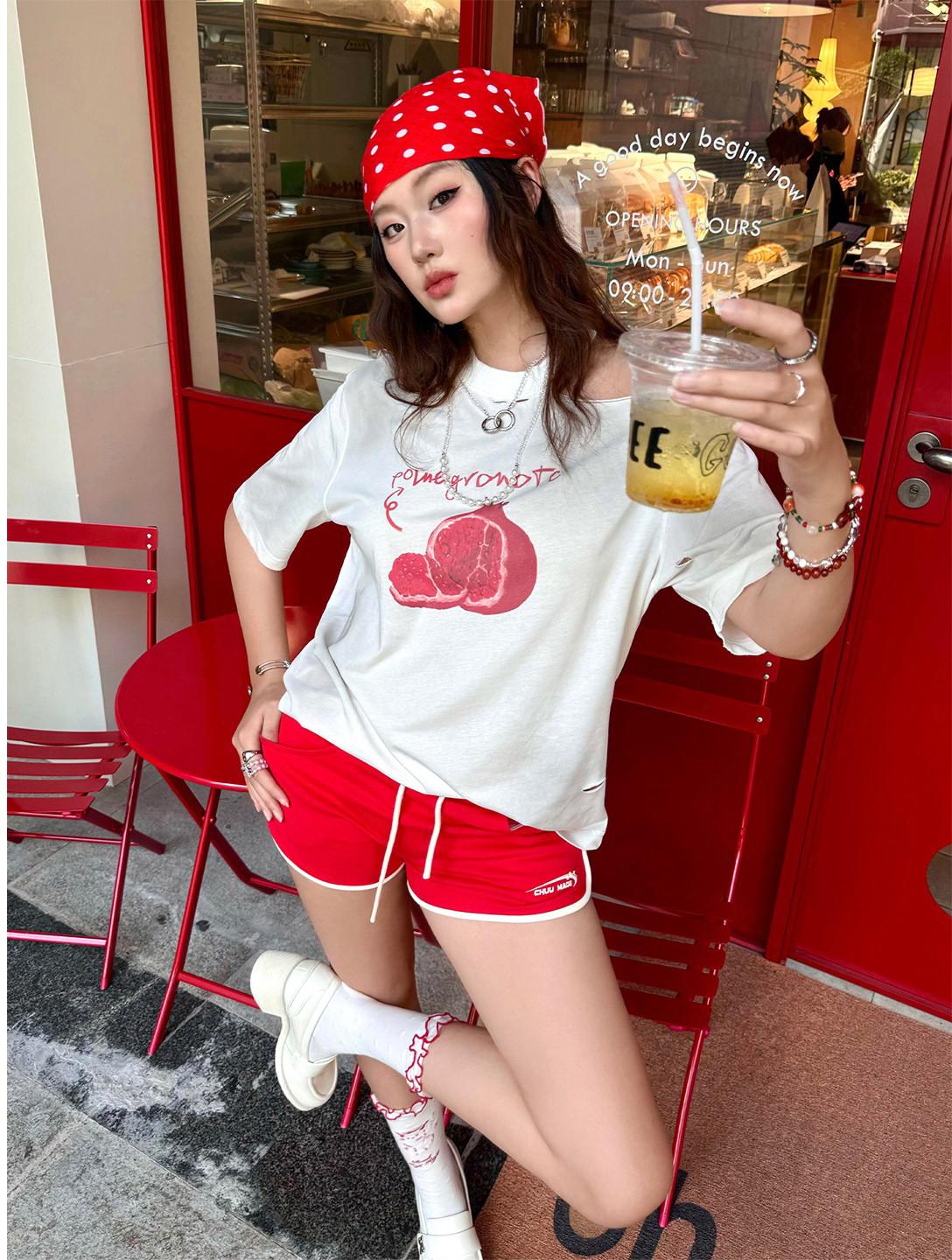 Shoulder Cutout Graphic Tee