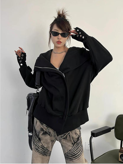 Heavyweight Black Zip Hoodie