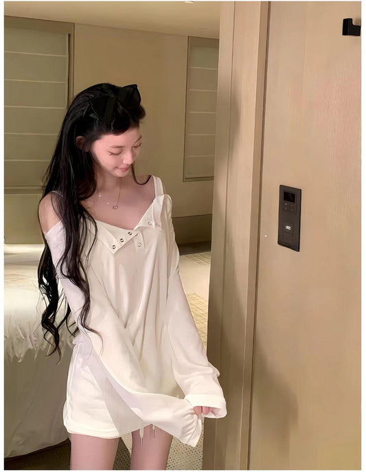 One Shoulder White Tee