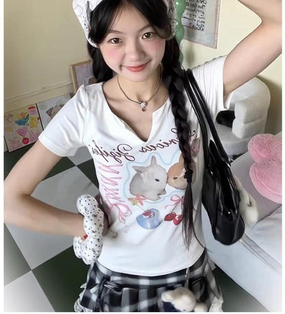 American Vintage Bunny V-Neck T-Shirt