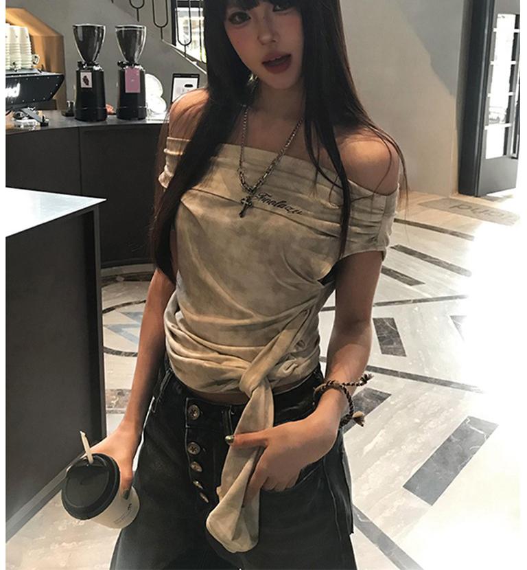 American Lace-Up One Shoulder T-Shirt