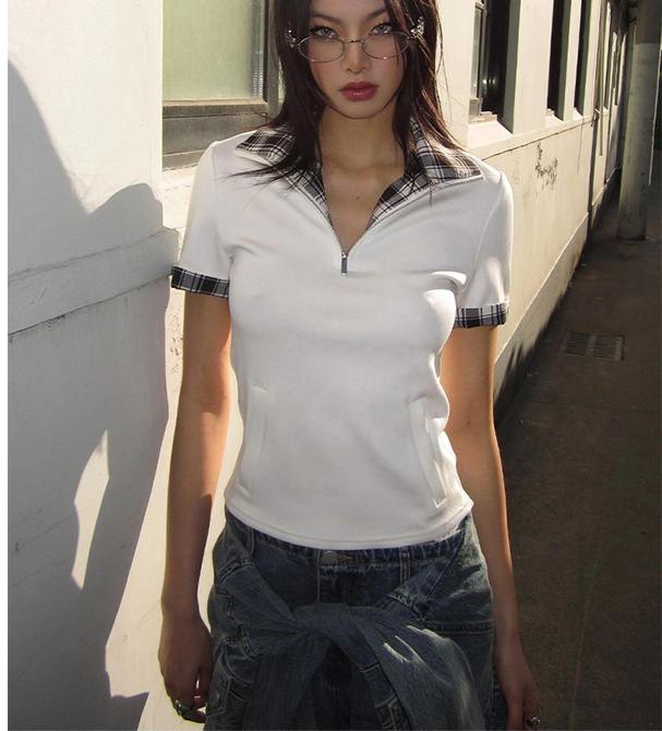 American Check Polo Fake Layer T-Shirt