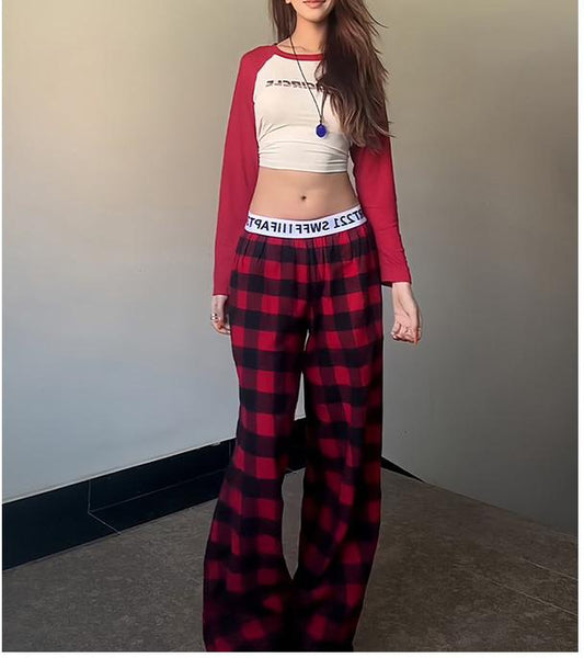 American Vintage Red Check Pants