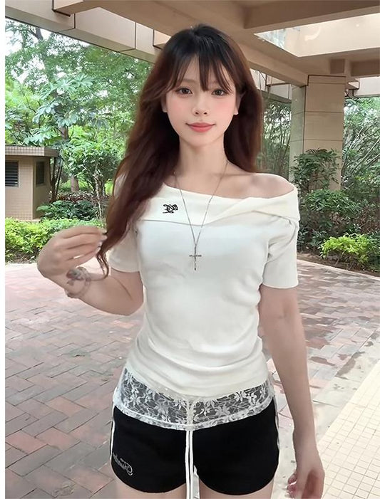 American Diagonal Lace Tee