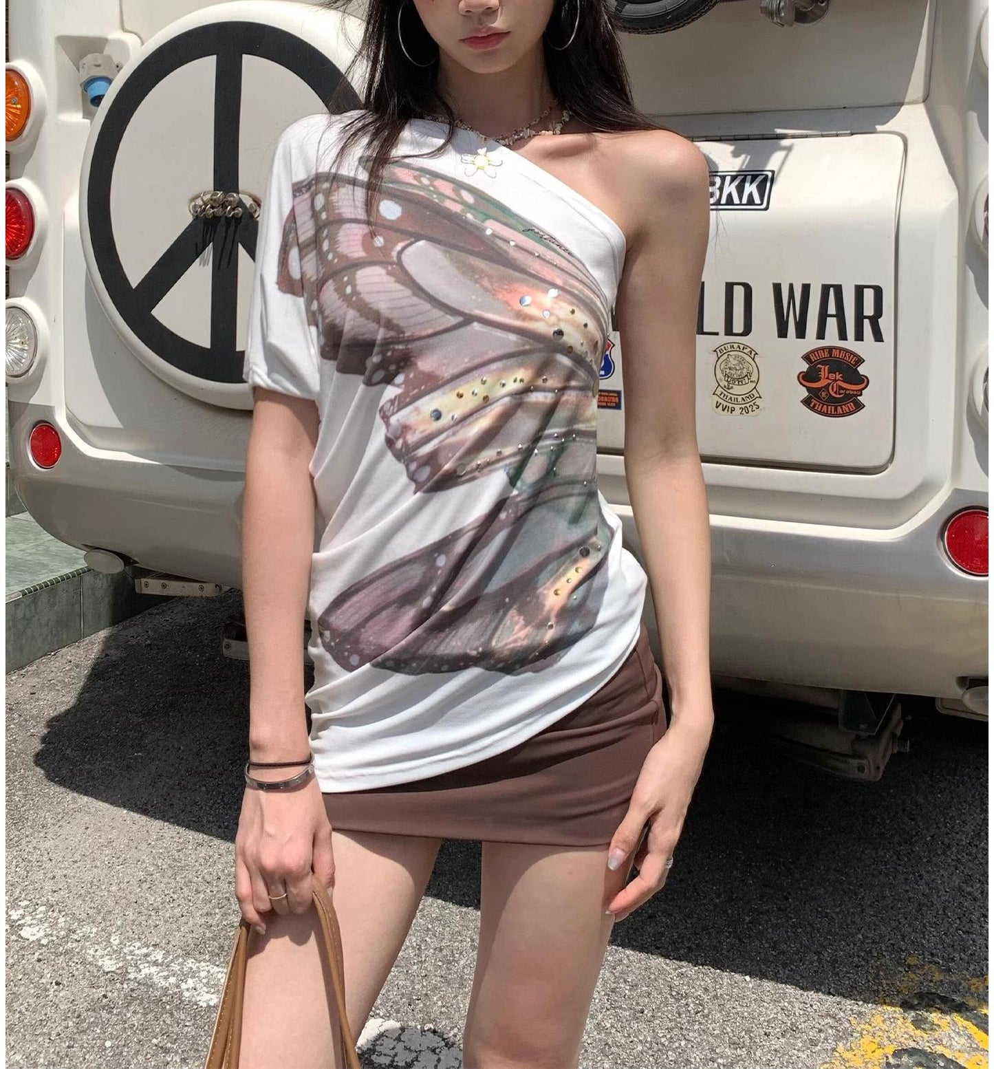 American Butterfly Wing Shoulder T-Shirt