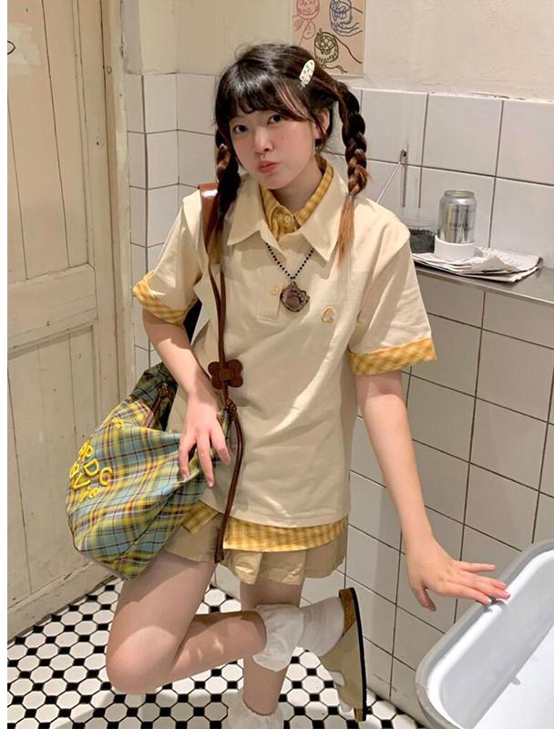 Japanese College Stitched Polo T-Shirt