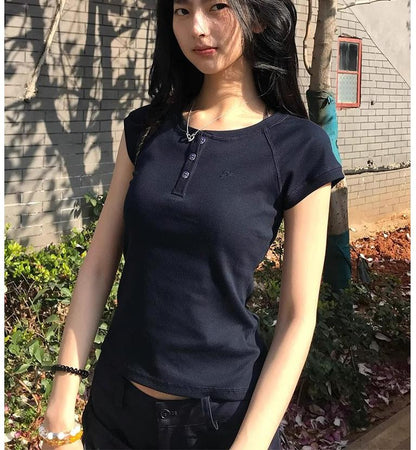 American Henley Short Sleeve T-Shirt