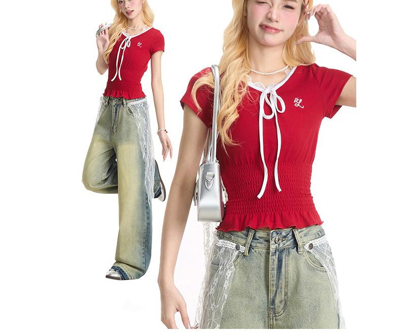 American Vintage Lace Bow Tie T-Shirt