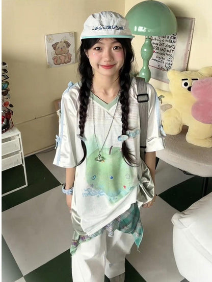 American Color Block Apple T-Shirt