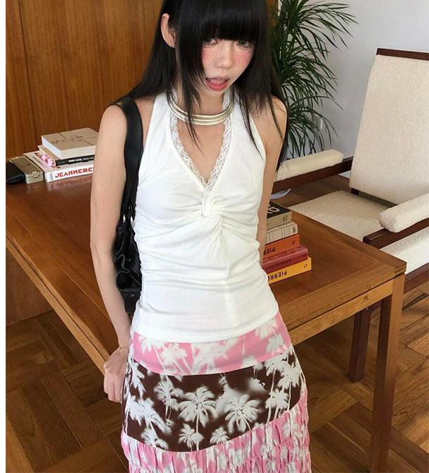 Spicy Girl White V-Knot Cami