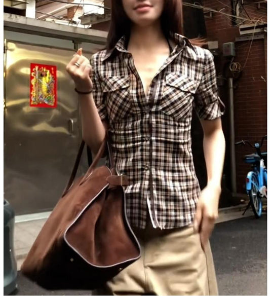American Vintage Plaid Collar Shirt