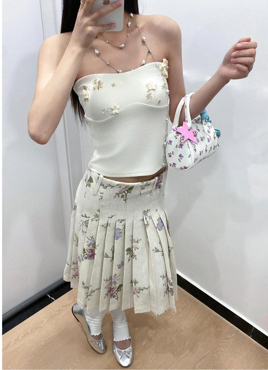 French Vintage Pleated Skirt