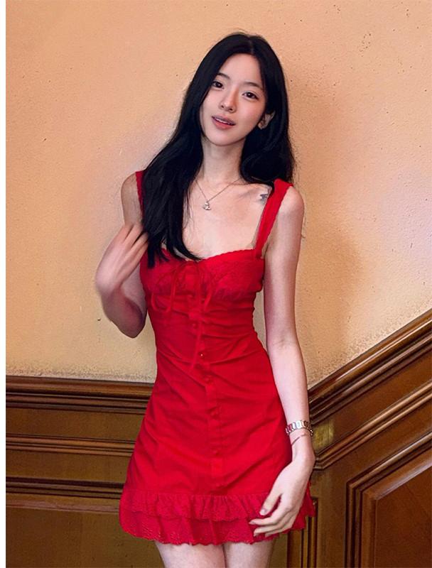French Red Cami Dress