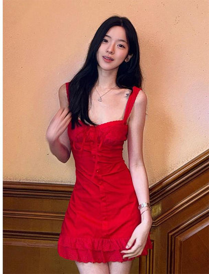 French Red Cami Dress