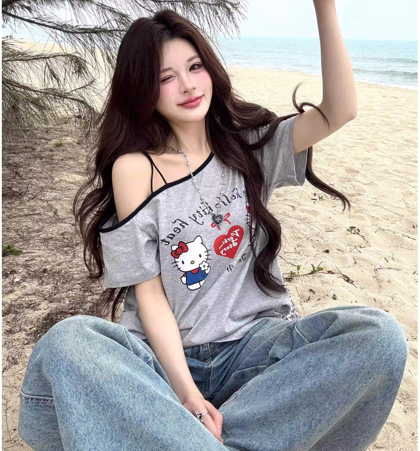 American Kitty Shoulder Top