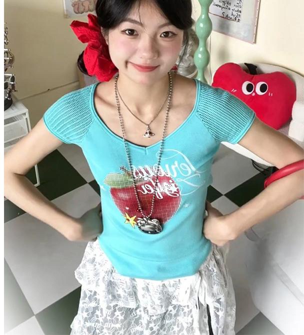 American Vintage Apple V-Neck T-Shirt
