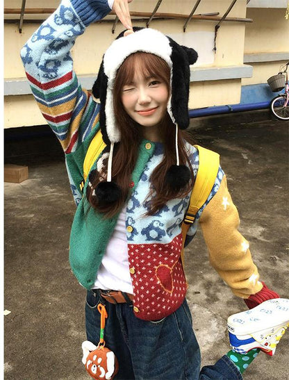 Panda Jacquard Knit Cardigan Women