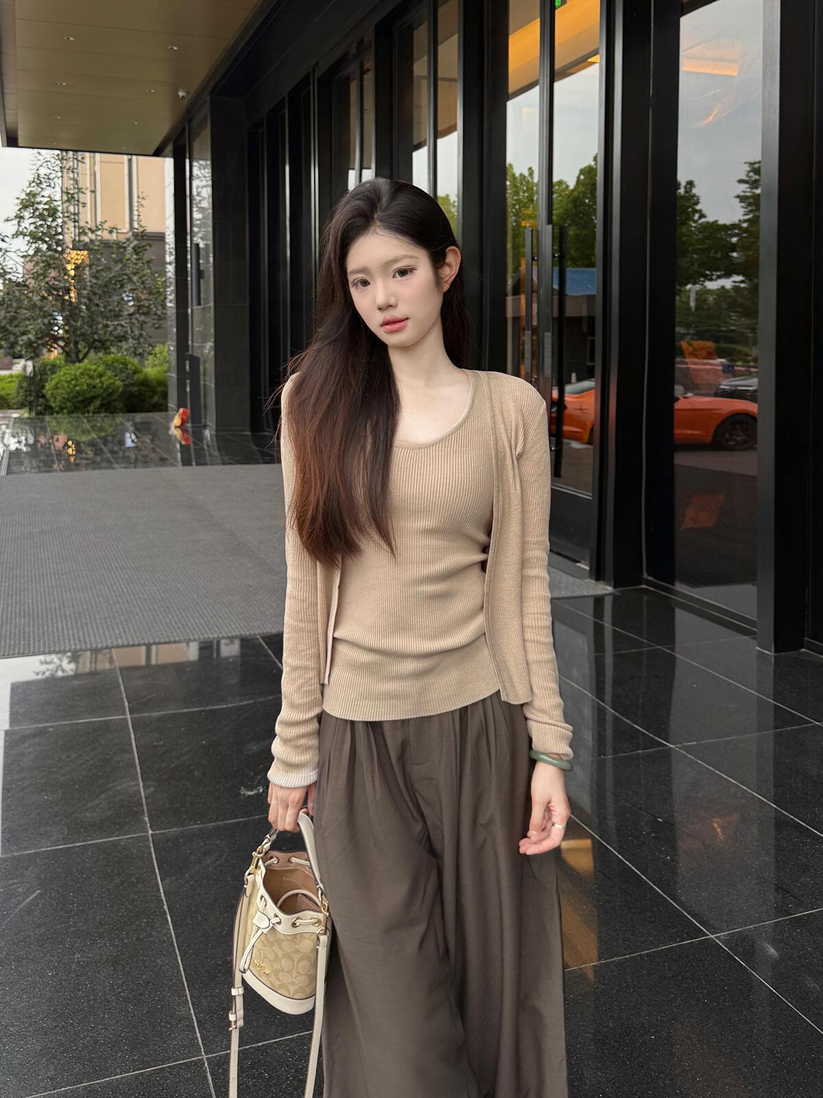 Linen Two-Piece Cardigan and Tank Top Set Women